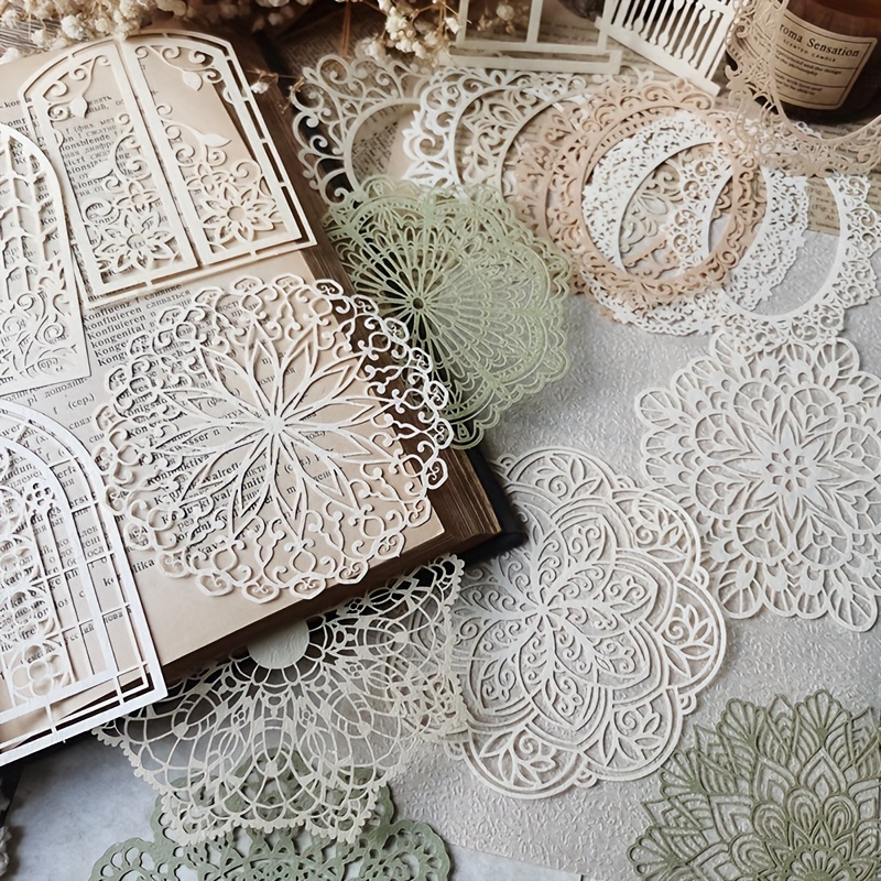 Vintage Junk Journal Scrapbooking Paper - 10 pcs Vintage Lace Hollow Material