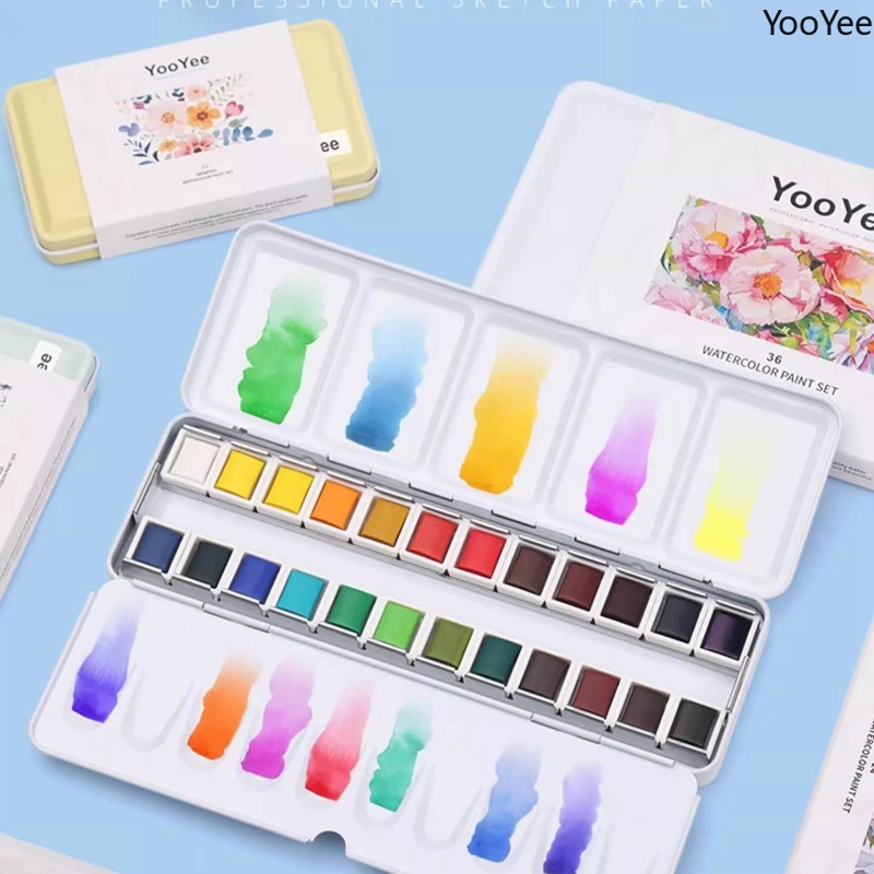 Watercolor Paint Set Solid Pigment - YooYee Solid Watercolor Paints Set With