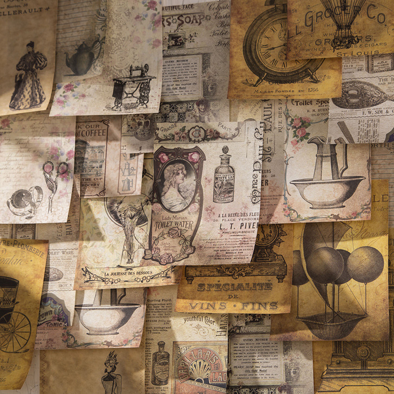 60 pcs Vintage Stickers+materi - Vintage Junk Journal Scrapbooking Paper 评论和价格