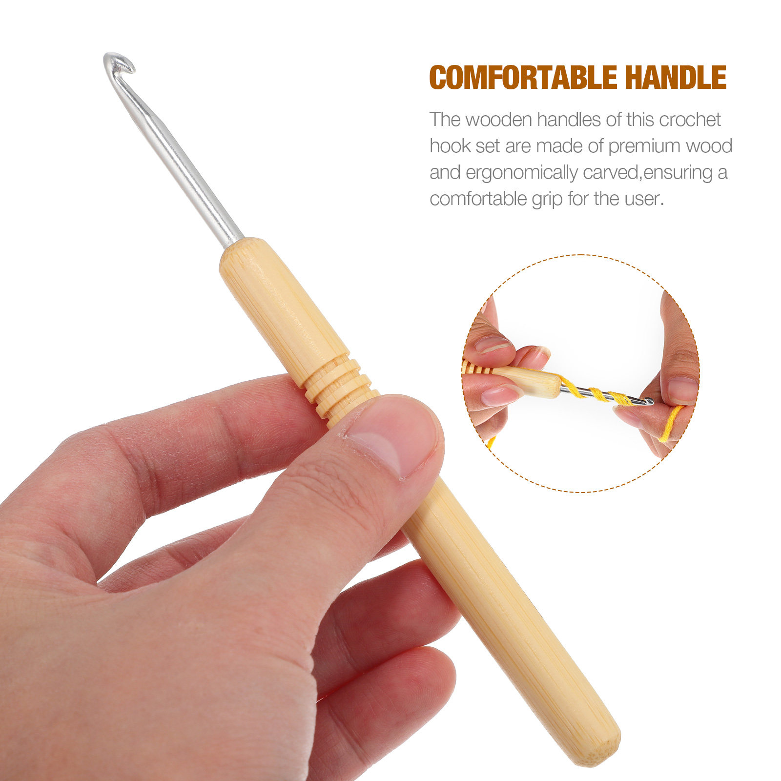 1Set Wooden Crochet Hook Set V - Wooden Crochet Hooks Ergonomic Handle 评论和价格