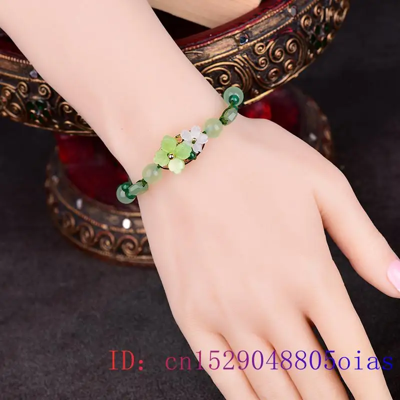 Green Jade Flower Bracelet Amu - Beading 评论和价格