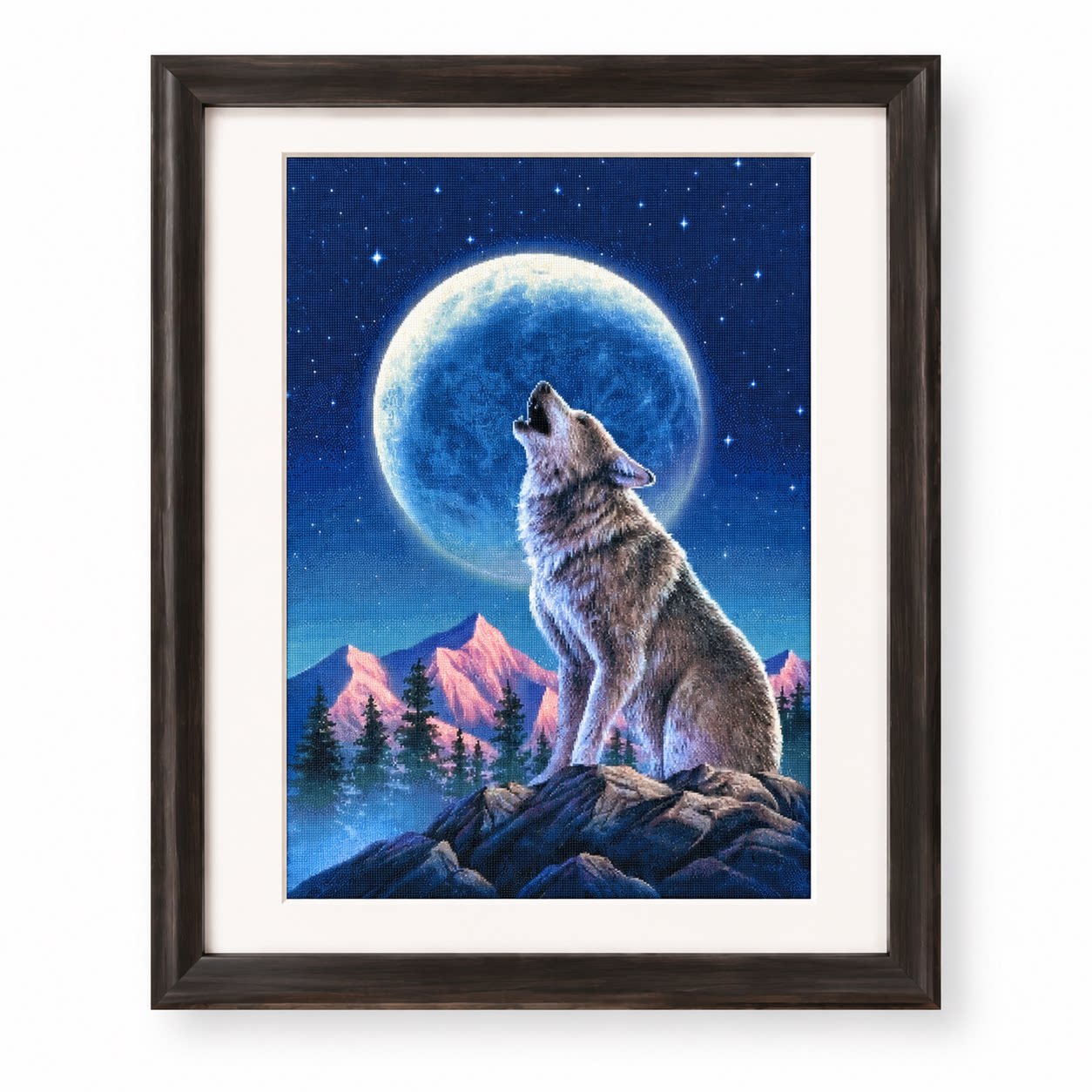 [ZZ9252-Lone Wolf Under the Mo - Cross Stitch Stamped Kits Beginners 评论和价格