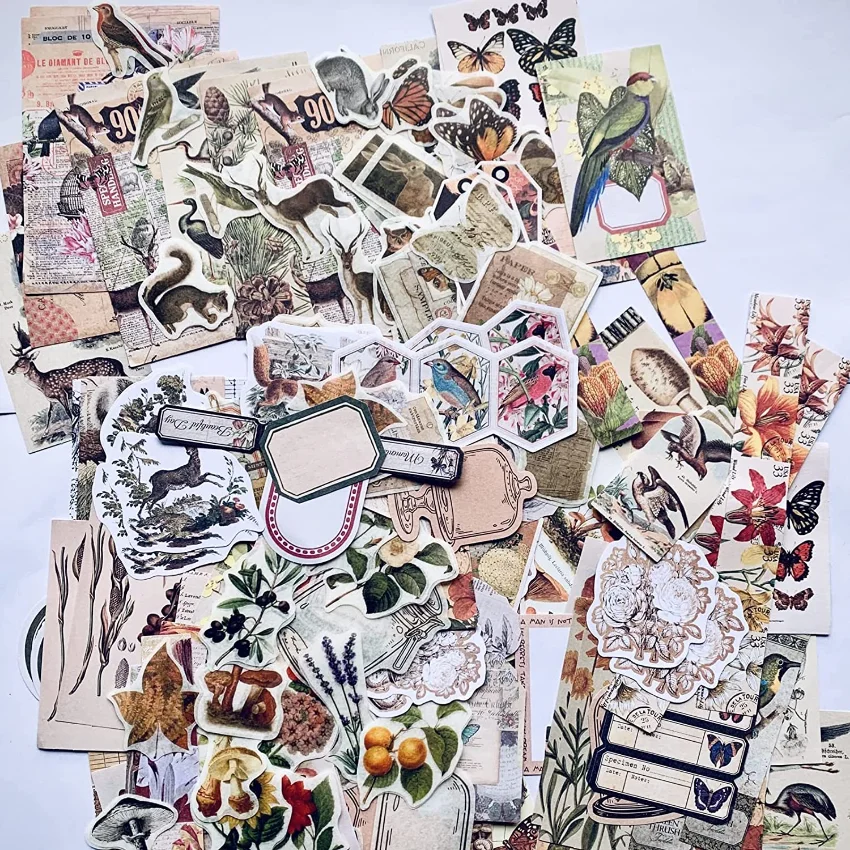 Vintage Stickers For Journalin - Vintage Junk Journal Scrapbooking Paper 评论和价格