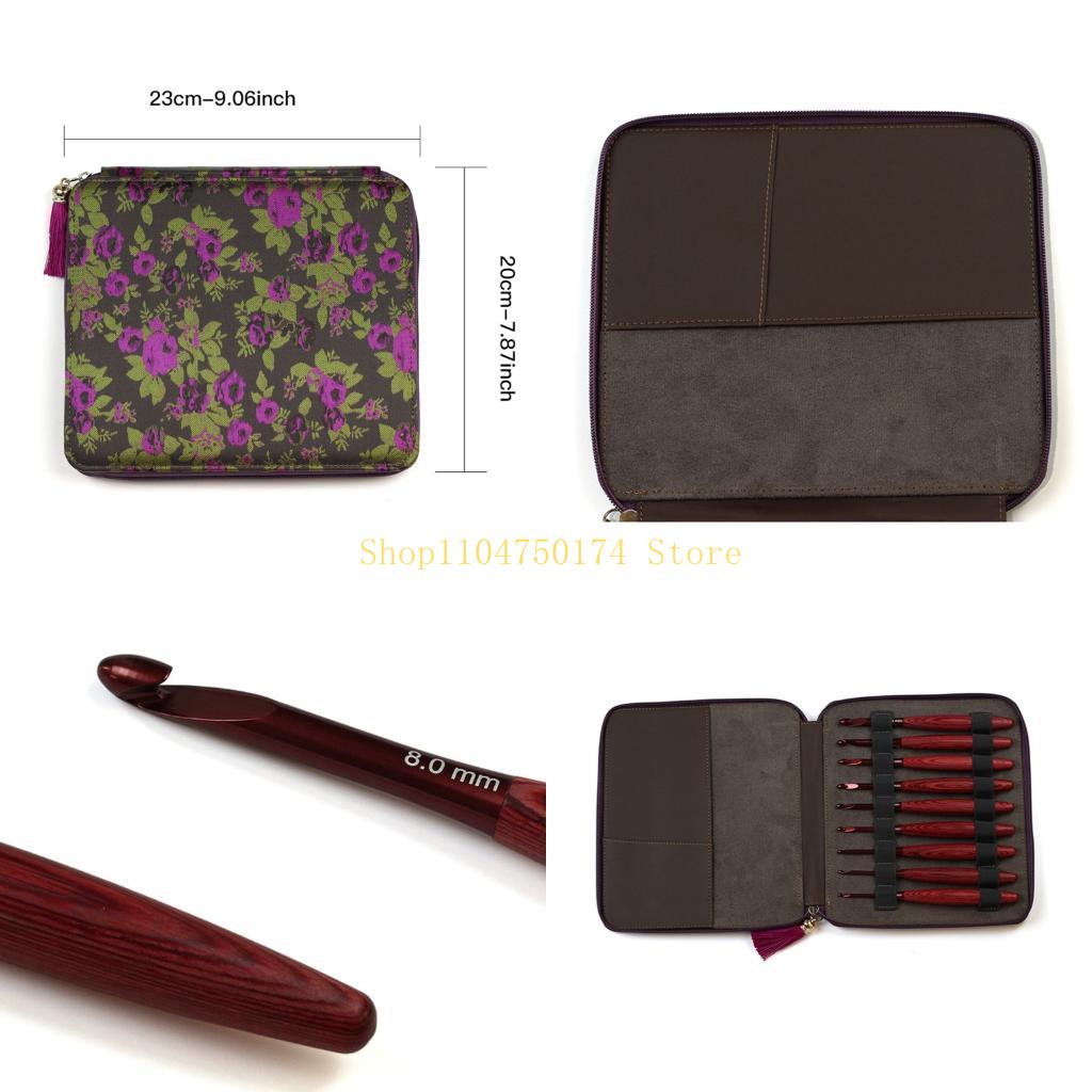 9Pcs Ergonomic Grip Aluminium  - Wooden Crochet Hooks Ergonomic Handle 评论和价格