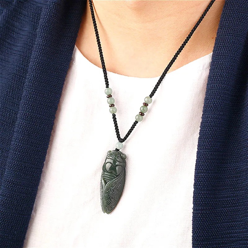 Natural Hetian Jade Cicada Pen - Beading 评论和价格