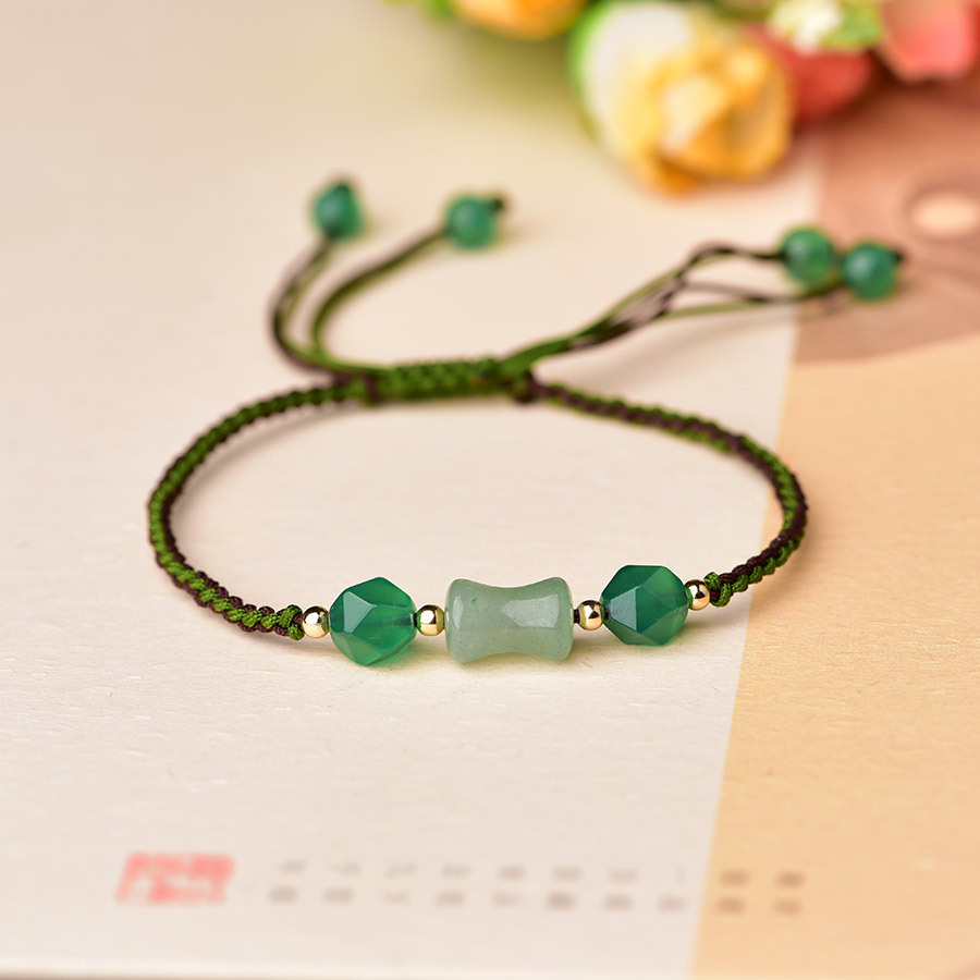 Green Natural Jade Beads Brace - Beading 评论和价格