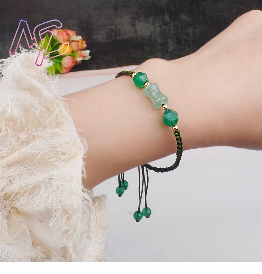 Green Natural Jade Beads Brace - Beading 评论和价格