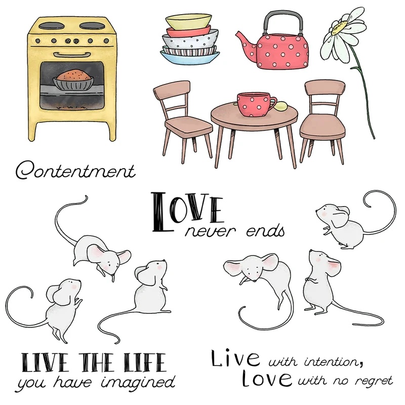 Suncraft Little Mouse & Kitche - Clear Silicone Stamps For Card Making 评论和价格