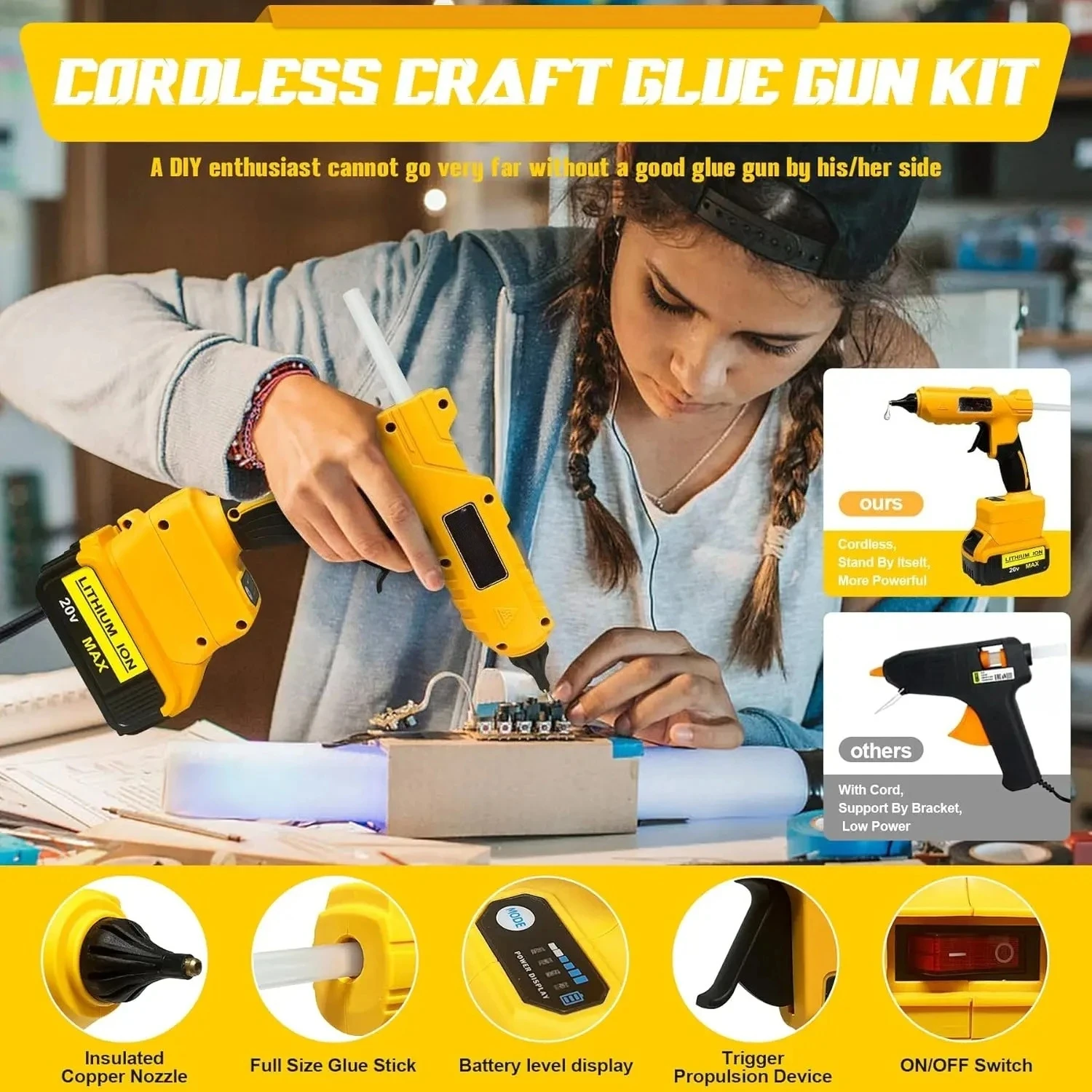 Cordless Electric Handheld Hot - Hot Melt Glue Gun Cordless 评论和价格