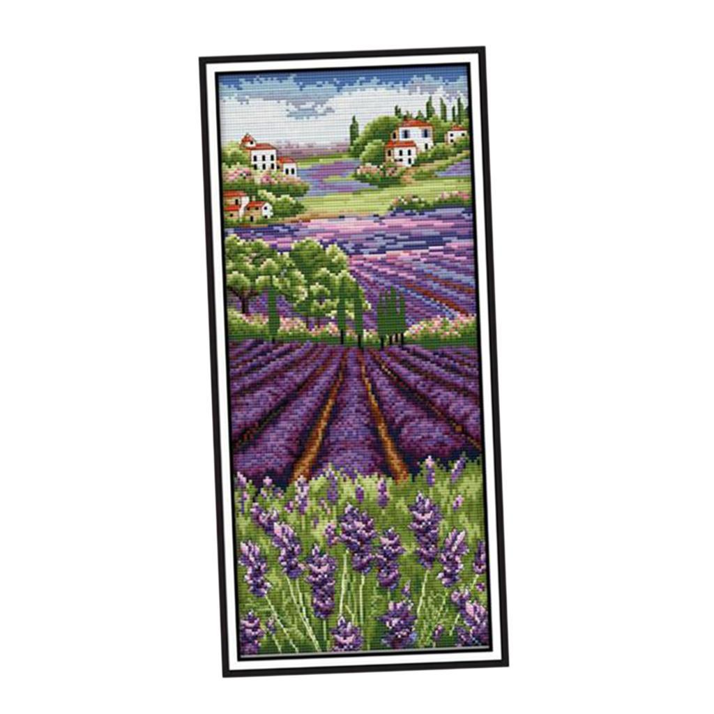 Lavender Flowers Stamped Cross - Cross Stitch Stamped Kits Beginners 评论和价格