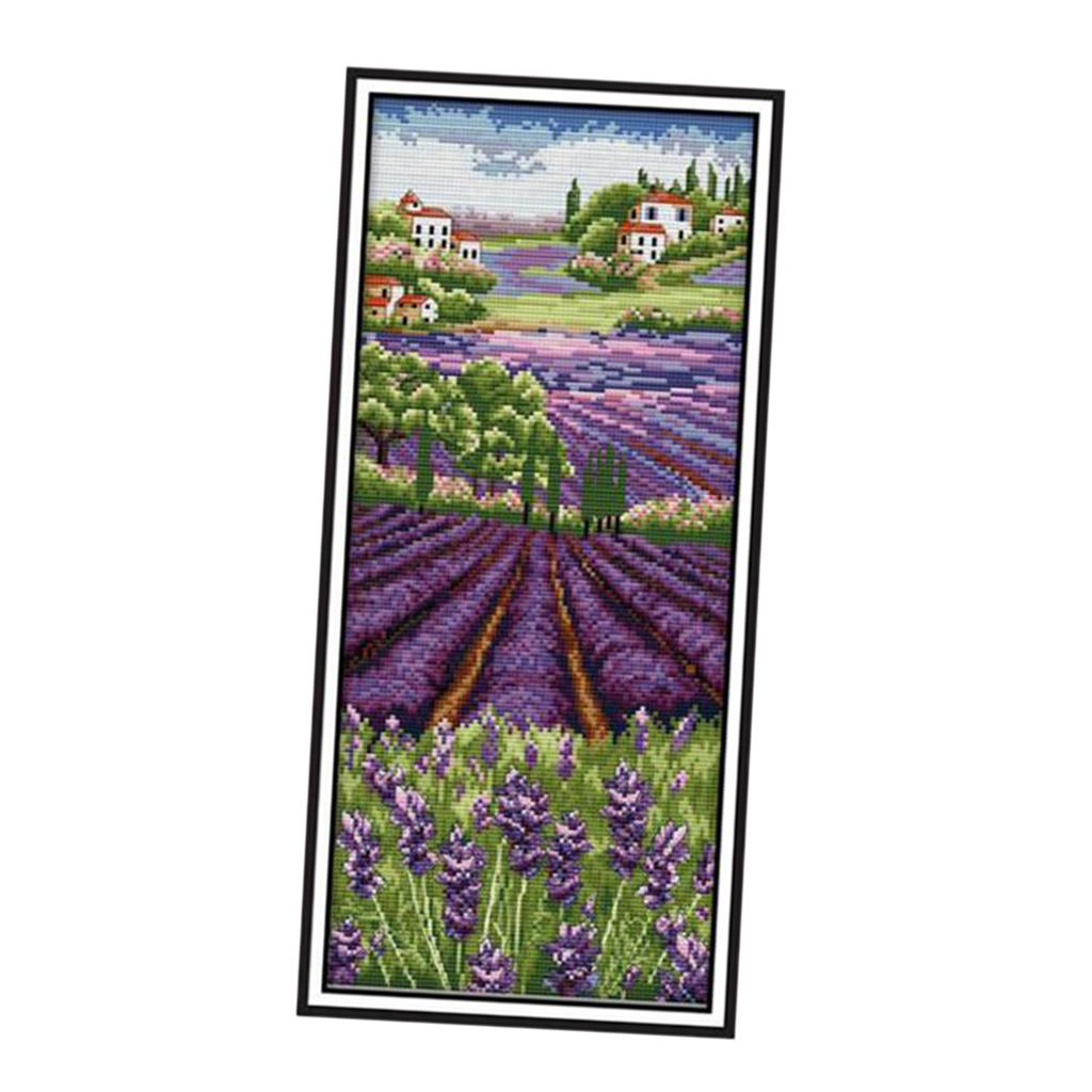 Lavender Flowers Stamped Cross - Cross Stitch Stamped Kits Beginners 评论和价格