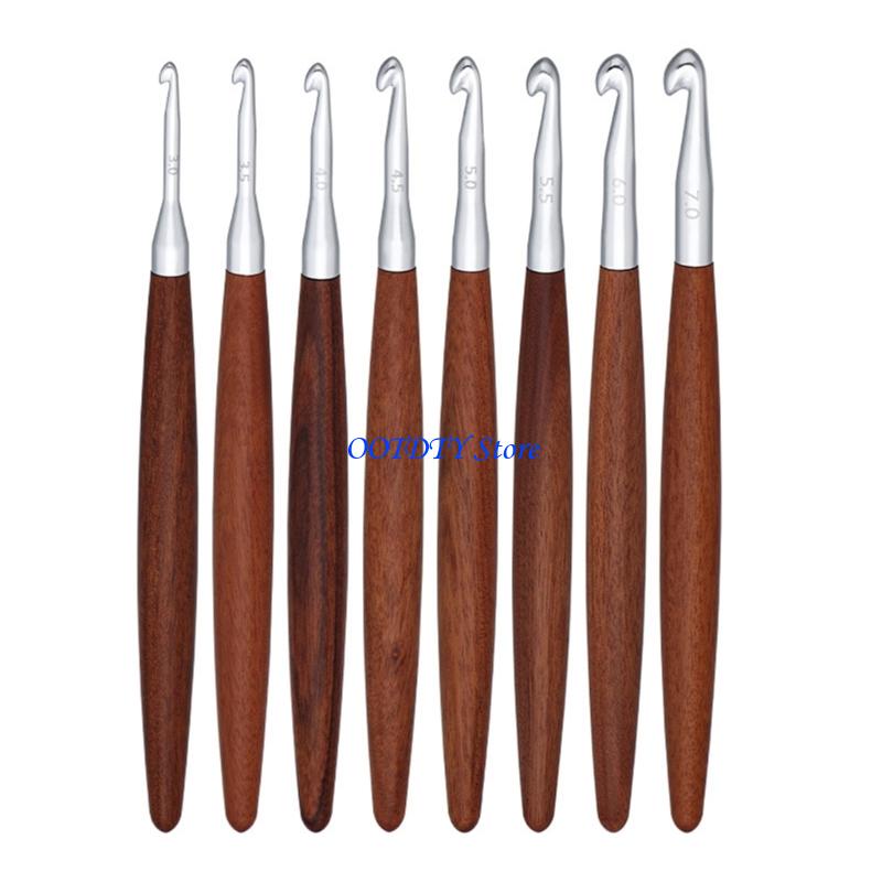 367A 8Pcs Wooden Handle Croche - Wooden Crochet Hooks Ergonomic Handle 评论和价格
