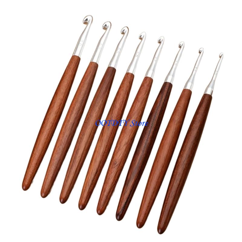 367A 8Pcs Wooden Handle Croche - Wooden Crochet Hooks Ergonomic Handle 评论和价格