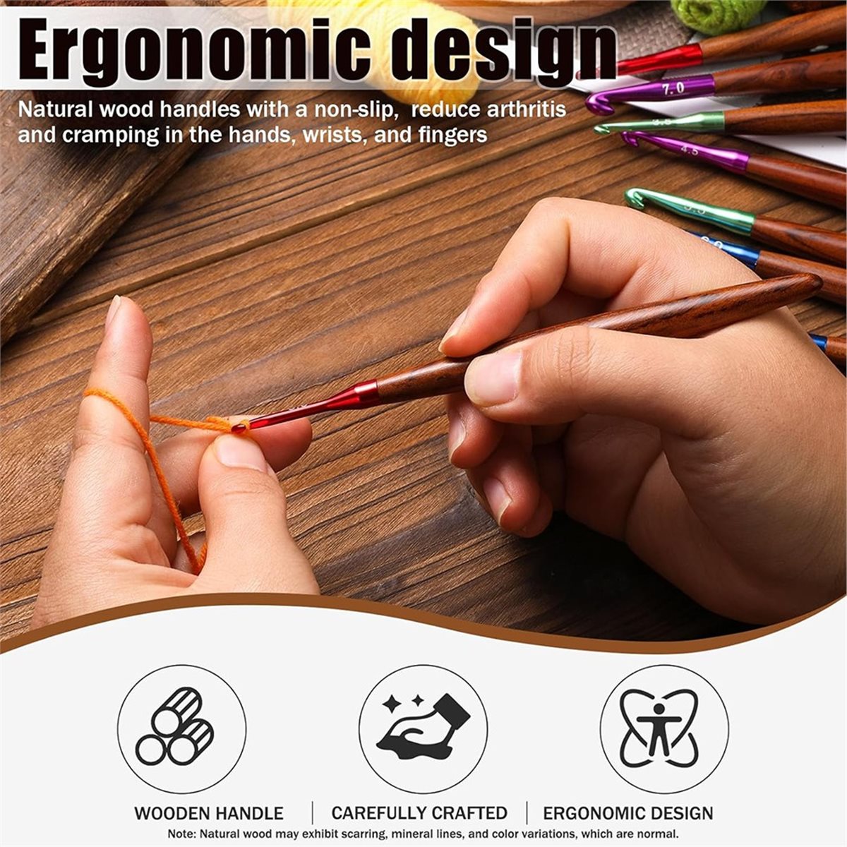 2026 New Crochet Hooks Set, Er - Wooden Crochet Hooks Ergonomic Handle 评论和价格