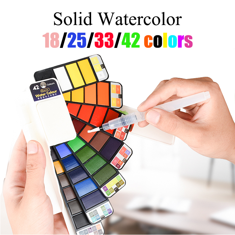 18/25/33/42 Colors Solid Water - Watercolor Paint Set Solid Pigment 评论和价格