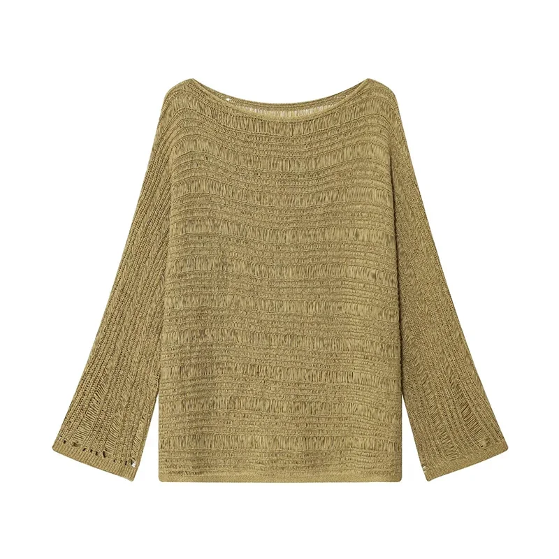 Vintage Boat Neck Knit Sweater - Embroidery 评论和价格