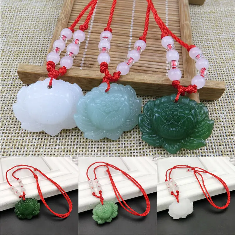 Natural Green Jade Lotus Penda - Beading 评论和价格
