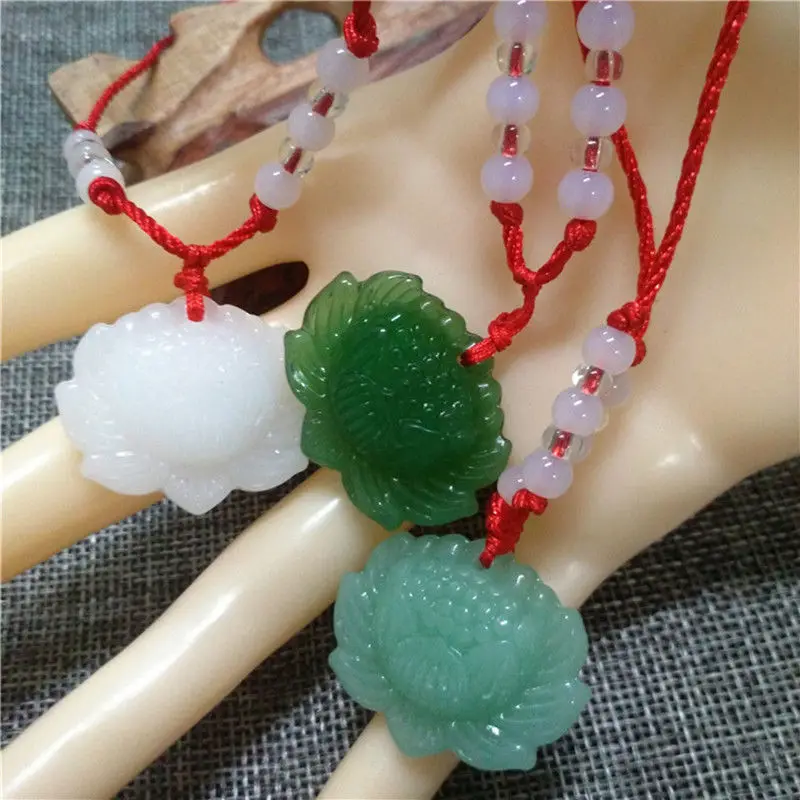 Natural Green Jade Lotus Penda - Beading 评论和价格