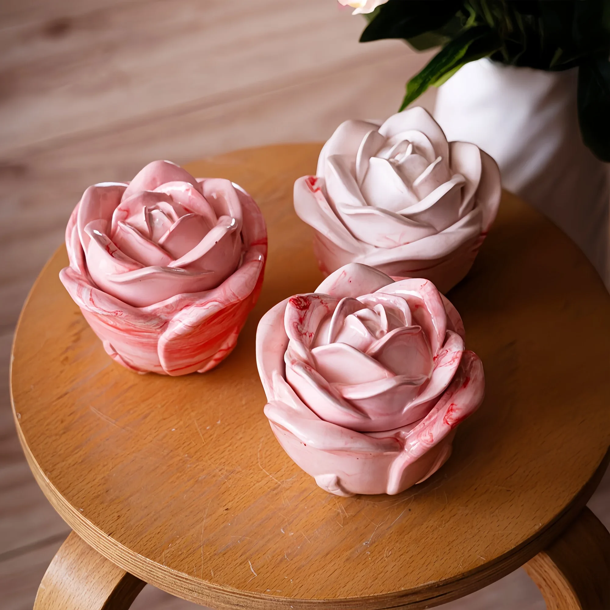 2-Piece Set Rose Shaped Silico - Silicone Epoxy Resin Molds Set 评论和价格
