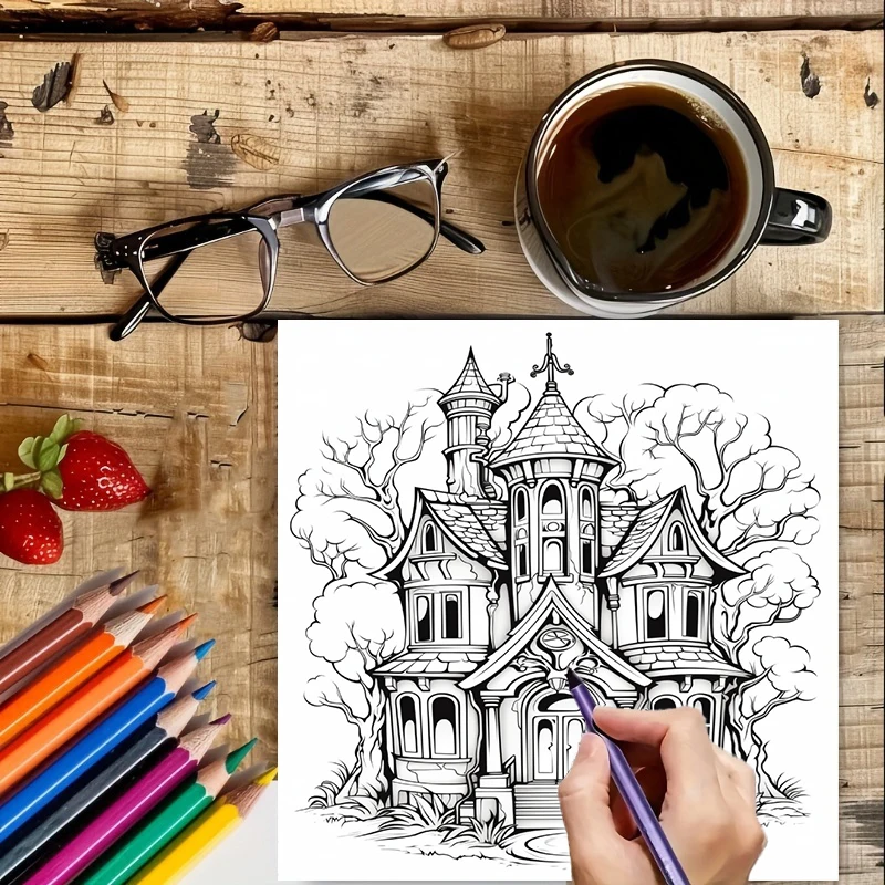 Haunted House Coloring Book fo - Painting Supplies 评论和价格
