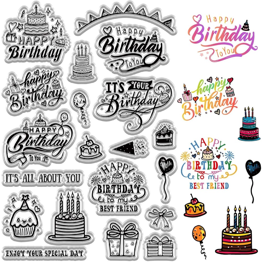Happy Birthday Clear Stamps fo - Clear Silicone Stamps For Card Making 评论和价格