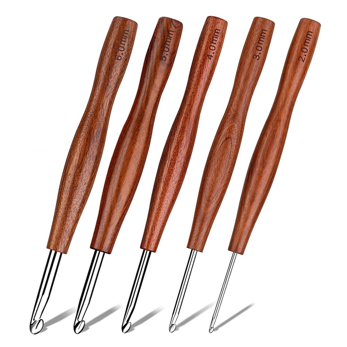 NOCM 5 Pcs Crochet Hook, 5 Siz - Wooden Crochet Hooks Ergonomic Handle 评论和价格
