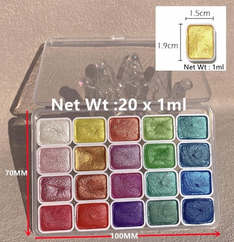 Pearlescent Paints Portable 20 - Watercolor Paint Set Solid Pigment 评论和价格