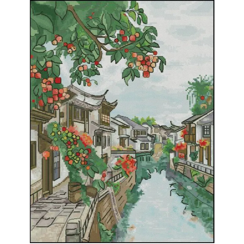 [[CC904-Water Town Jiangnan] D - Cross Stitch Stamped Kits Beginners 评论和价格