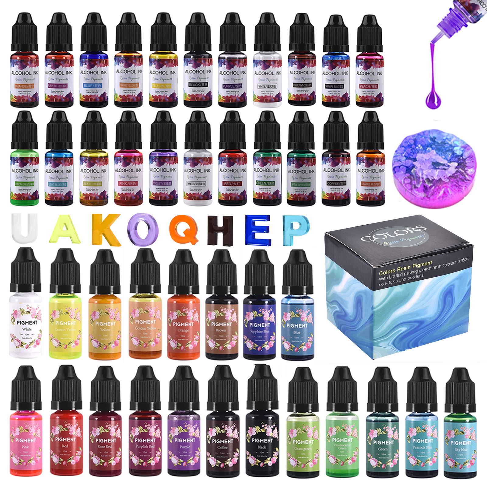 1 Set Resin Pigment Kit Art In - Silicone Epoxy Resin Molds Set 评论和价格