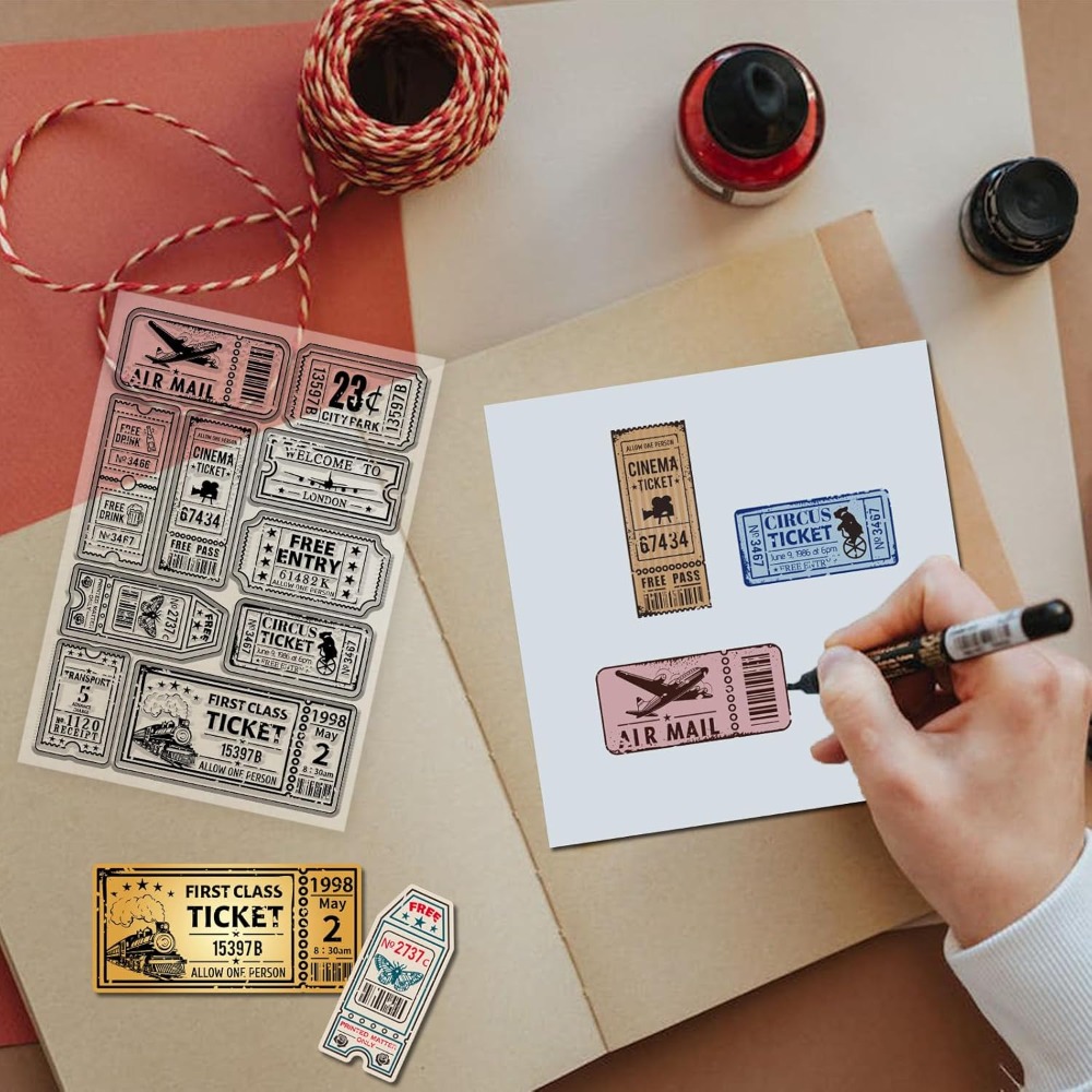 Vintage Ticket Clear Stamp for - Clear Silicone Stamps For Card Making 评论和价格